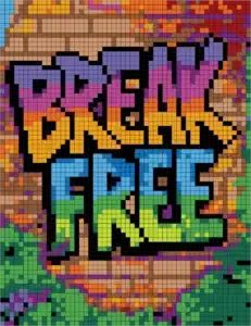 Graffiti Mystery Mosaic color by number Break Free design for adults