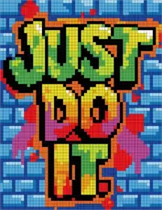 Graffiti Mystery Mosaic color by number Just Do It design for adults
