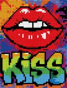 Graffiti Mystery Mosaic color by number KISS design for adults