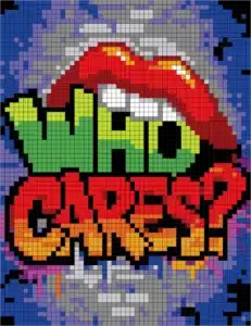 Graffiti Mystery Mosaic color by number Who Cares design for adults