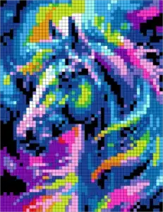 Wild Beauty Mystery Mosaic color by number horse design for adults