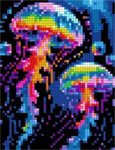 Wild Beauty Mystery Mosaic color by number glowing jellyfish for adults