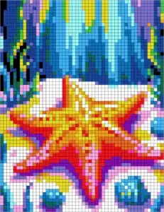 Wild Beauty Mystery Mosaic color by number starfish ocean design for adults
